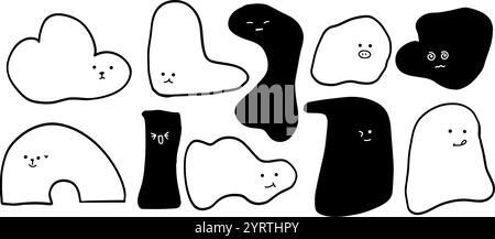 Handgezeichnetes Emoji | abstrakte Form Set Illustration | minimalistischer Doodle Vektor für Spaß und kreative Designs Stock Vektor