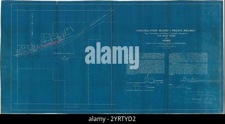 Chicago, Rock Island and Pacific Railway Map, die zusätzliche erforderliche Grundstücke für Spur Track in Howe, Choctaw Nation, Indian Territory zeigt Stockfoto