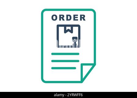 Auftragssymbol. Liniensymbolstil. Dokument mit Produkt. Symbol für Beschaffung. Vektordarstellung der Elemente des Beschaffungsmanagements Stock Vektor