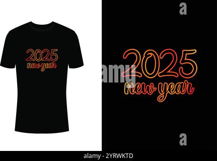 Neujahr 2025 T-Shirt-Design Stock Vektor
