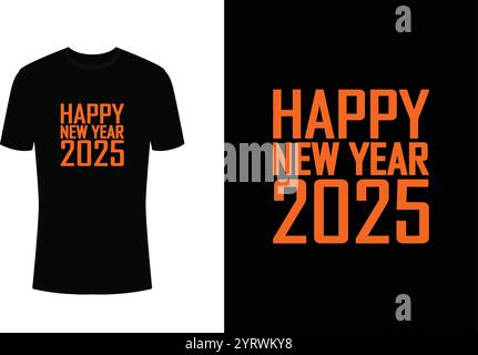 „Happy New Year 2025“-T-Shirt-Design Stock Vektor