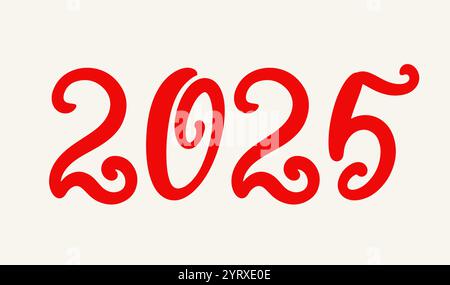 Neujahr 2025 Handschrift Banner Vektornummern Stock Vektor