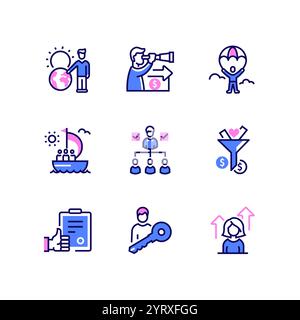 Business, Management und Finanzen – Symbole im Liniendesign Stock Vektor