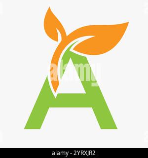 Initial Letter A Leaf Logo Konzept für Öko Green Leaf Logo Vector Sign Stock Vektor