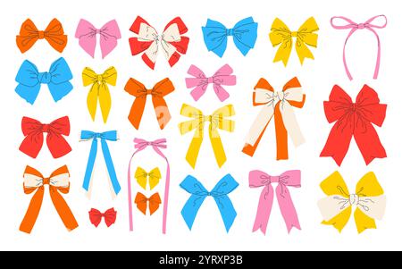 Sammlung von bunten handgezeichneten Schleifen Stock Vektor