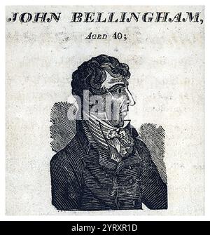 John Bellingham (ca. 1769 ? 18. Mai 1812) war ein englischer Kaufmann und Täter des Mordes an Spencer Perceval, dem einzigen britischen Premierminister, der 1812 ermordet wurde. Stockfoto