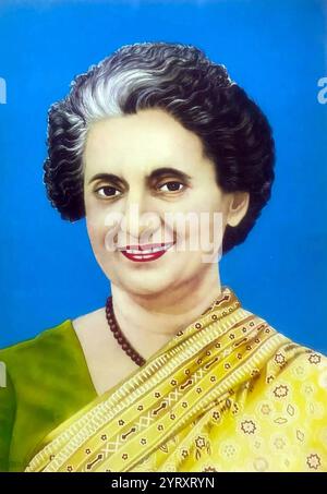 Indira Gandhi (1917 ? 31. Oktober 1984) war eine indische Politikerin und Staatsfrau, die von 1966 bis 1977 und von 1980 bis zu ihrer Ermordung 1984 Premierminister von Indien war. Stockfoto