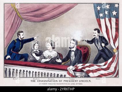 Ermordung von Präsident Abraham Lincoln, 1865. Illustration von Currier und Ives Stockfoto