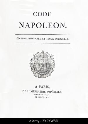 1807 Ausgabe des Napoleonischen Kodex (Code Napol on). Das französische Zivilgesetzbuch wurde 1804 unter Napol on I eingeführt. Stockfoto