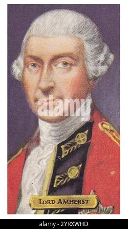 Feldmarschall Jeffery Amherst ist ein Offizier der britischen Armee und Oberbefehlshaber der Streitkräfte in der britischen Armee. Amherst gilt als Architekt der erfolgreichen Kampagne Großbritanniens zur Eroberung des Territoriums Neufrankreichs während des Siebenjährigen Krieges. Amhersts Vermächtnis ist umstritten, da er während des Pontiac-Krieges Pocken unter den unzufriedenen Indianerstämmen verbreiten wollte Stockfoto