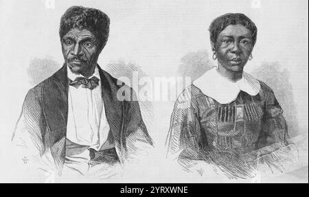 Holzstiche von Dred Scott und Harriet Scott nach Fotografien von John H. Fitzgibbon, St. Louis Stockfoto