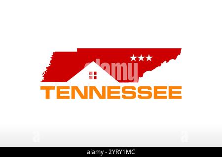 American Tennessee State Map Real Estate House Logo Design Vektor Symbol Illustration Logo Design, das in vielen Immobiliengeschäften verwendet werden kann Stock Vektor