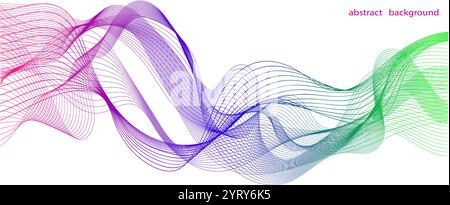 Wellige Linien, die in sanften Lila- und Blautönen fließen, schaffen einen abstrakten Hintergrund. Ideal für moderne Designs Stock Vektor