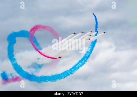 Das Team Der Roten Pfeile Für Das Luftbilddisplay Stockfoto