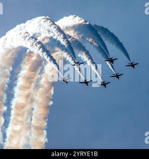 Das Team Der Roten Pfeile Für Das Luftbilddisplay Stockfoto
