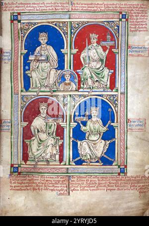 Portrait of King John from Matthew Paris?s Historia Anglorum: Dieses gutartige Porträt von König John, das in Matthew Paris?s berühmter Chronik der englischen Geschichte zu sehen ist, steht in starkem Kontrast zu der feindlichen Behandlung, die John im Text des Werkes erhält Stockfoto