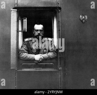 Zar Nikolaus II. Von Russland an Bord des königlichen Zuges an der Kriegsfront. 1916 Stockfoto