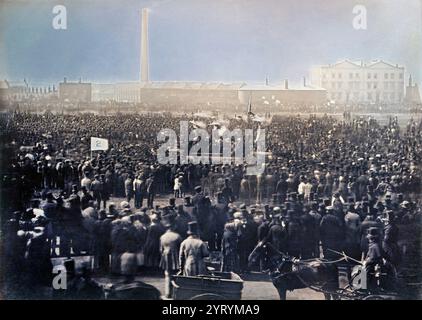 Chartist Meeting am 10. April 1848 in Kennington Common von William Edward Kilburn, restaurierte Version. Stockfoto