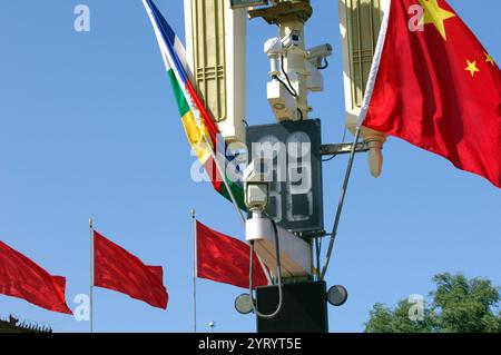 Sicherheit in Peking zum Nationalfeiertag der Volksrepublik China, der am 1. Oktober als Feiertag gefeiert wird und an die Gründung der Volksrepublik China am 1. Oktober 1949 erinnert Stockfoto