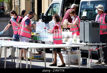 Lebensmittelbank für Obdachlose am Trafalgar Square in London während des Corona-Virus-Ausbruchs. Juni 2020 Stockfoto