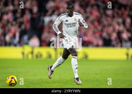 Bilbao, Espagne. Dezember 2024. Ferland MENDY von Real Madrid während der spanischen Meisterschaft La Liga Fußballspiel zwischen Athletic Club und Real Madrid am 4. Dezember 2024 im San Mames Stadion in Bilbao, Spanien - Foto Matthieu Mirville/DPPI Credit: DPPI Media/Alamy Live News Stockfoto