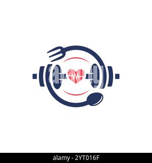 Logo für Fitness Food für Ernährung oder Supplement Concept. Vektorabbildung Stock Vektor