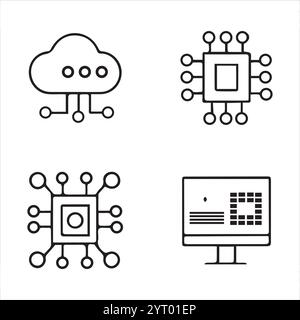 Clean Line Symbol für künstliche Intelligenz Stock Vektor