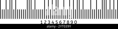 Schwarz-weißer Strichcode mit Zahlen darunter, die die Identifizierung von Einzelhandelsprodukten, die Bestandsverwaltung, die Nachverfolgungssysteme und den Supermarkt darstellen Stock Vektor