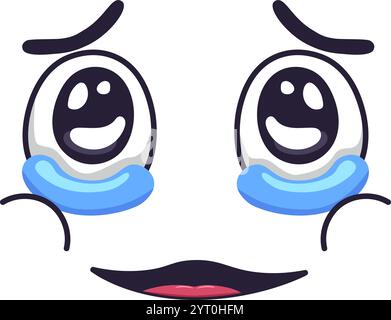 Das Comic Face drückt gemischte Emotionen aus, weint Freudentränen mit lächelnden Augen und einem glücklichen Mund und schafft einen bittersüßen und ironischen Ausdruck Stock Vektor