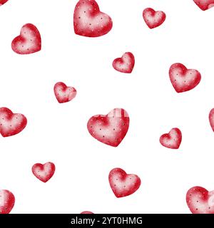Valentinstag. Nahtloses Aquarellmuster mit rosafarbenen Herzen. Design für Verpackung, Verpackung, Scrapbooking, Textilien. Geburtstag, Muttertag. Stockfoto