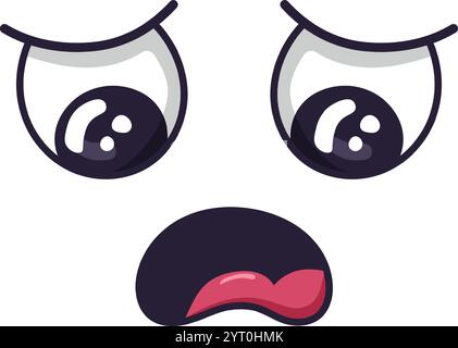 Das Cartoon-Gesicht zeigt einen traurigen Ausdruck mit weinenden Augen und der Zunge, die eine lustige und ausdrucksstarke Figur für verschiedene Designprojekte schafft Stock Vektor