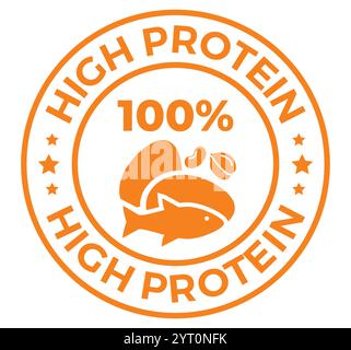 100 Prozent High Protein Badge, High Protein Seal, Aufkleber, Tag, Symbol Für Emblem Vektor Stock Vektor