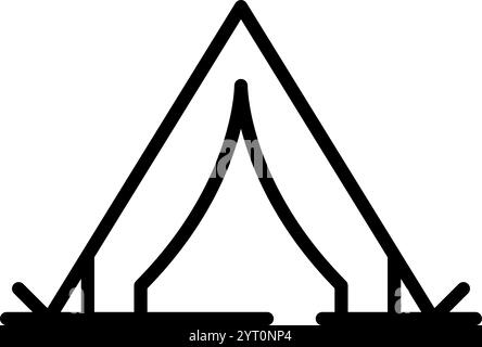 Symbol für die Tendenzlinie des Campingplatzes. Vektorzeichen für Lagerumrisse, Piktogramm im linearen Stil. Zelt-Symbol, Logo-Abbildung. Bearbeitbare Kontur Stock Vektor