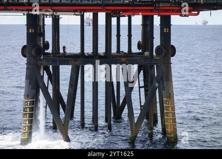 Ölplattform, Nordsee, 40er Alpha Stockfoto