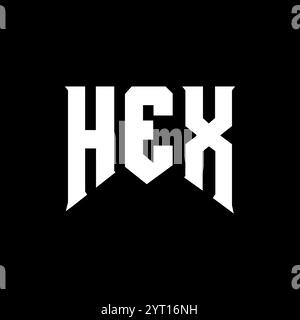 HEXADEZIMALLOGO für Technologieunternehmen. Schwarz-weiß-Farbkombination mit HEXADEZIMALLOGO. HEX-Logo, HEX-Vektor, HEX-Design, HEX-Symbol, HEX alph Stock Vektor