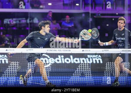 Mailand, Italien. Dezember 2024. Pablo Cardona und Francisco Navarro während des Premier Padel Milano P1, Padel Match in Mailand, Italien, 05. Dezember 2024 Credit: Independent Photo Agency/Alamy Live News Stockfoto