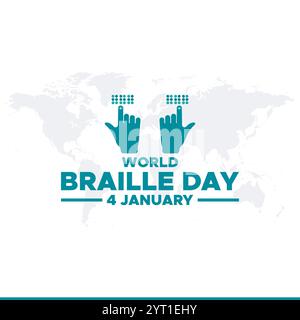 Welttag Der Blindenschrift. Brailleschrift Tag Hintergrund Vektor Illustration. Der World Braille Day findet jedes Jahr am 4. Januar statt. Vektorabbildung Stock Vektor