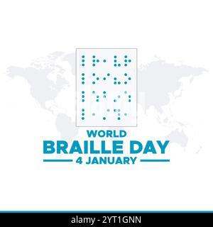 Welttag Der Blindenschrift. Brailleschrift Tag Hintergrund Vektor Illustration. Der World Braille Day findet jedes Jahr am 4. Januar statt. Vektorabbildung Stock Vektor