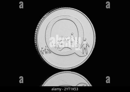 10-Pence-Münze des Buchstabens Q aus der 2018 A bis Z der 10-Pence-Sammlung Großbritanniens Stockfoto