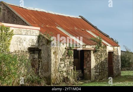 Cork, Republik Irland - 17. März 2024 - Eine kaputte alte Scheune mit einem Welldach Stockfoto