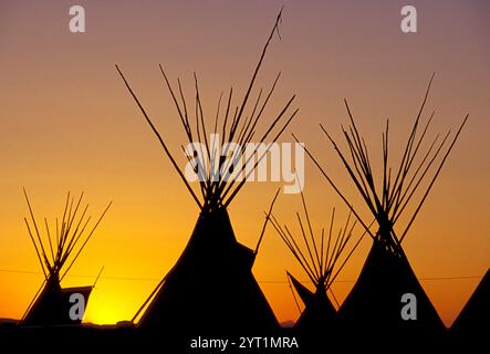 Blackfeet Tipi Camp, North American Indian Days, Browning, Blackfeet Indian Reservation, Montana, USA Stockfoto