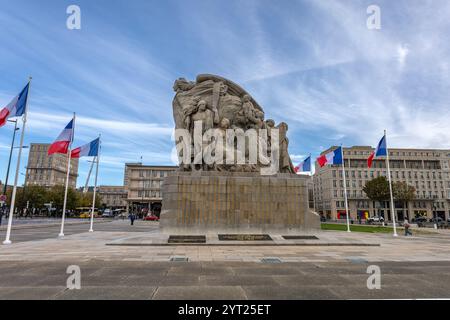 Denkmal für die in zwei Weltkriegen verstorbenen Einwohner, Rue de Paris, Le Havre, Stockfoto