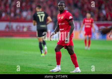 Hilary Gong von Widzew wurde während des Polnischen PKO Ekstraklasa League-Spiels zwischen Widzew Lodz und Radomiak Radom im Widzew Lodz Municipal Stadium gesehen. Endergebnis: Widzew Lodz 3:2 Radomiak Radom. (Foto: Mikolaj Barbanell / SOPA Images/SIPA USA) Stockfoto