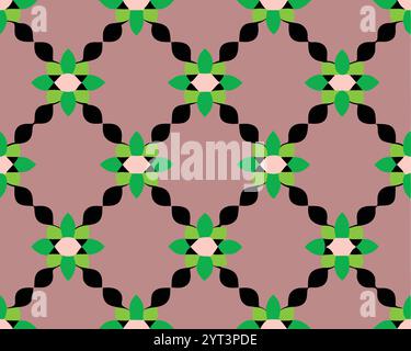 Entdecken Sie unser farbenfrohes Design mit geometrischem Blumenmuster, perfekt für Textil- und Stoffillustration. Stock Vektor