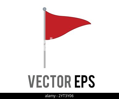 Das Symbol mit der roten Flagge des isolierten Vektors mit einem hohen dreieckigen Farbverlauf und silbernem Pol. Am häufigsten mit Golf assoziiert, wie in der Flagge im Loch Emoji gezeigt. Stock Vektor