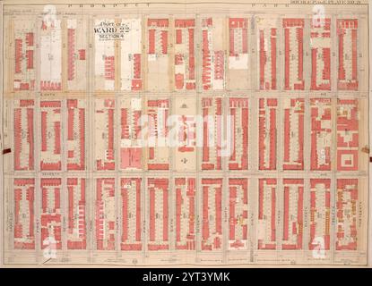 Brooklyn, Vol. 1, Double Page Plate No. 21; Part of Ward 22, Section 4; [Karte begrenzt durch Prospect Park West, 13th St.; einschließlich 6th Ave., Carfield PL.] 1903 - 1907 von E.B. Hyde & Co. Stockfoto