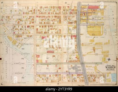 Brooklyn, Vol. 7, Double Page Plate No. 29; Part of Ward 31, Section 21; [Map Bounded by Stillwell Ave., Atlantic Ocean; including W. 33rd St., Canal Ave.] 1907 by E.B. Hyde & Co. Stockfoto