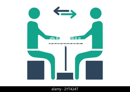 Symbol "Verhandlung". Symbolstil durchgehend. Menschen um den Tisch herum. Symbol für Beschaffung. Vektordarstellung der Elemente des Beschaffungsmanagements Stock Vektor