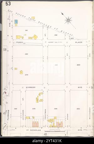 Brooklyn V. 9, Platte Nr. 53 [Karte begrenzt durch Willoughby Ave., St. Nicholas Ave., Flushing Ave.] 1884 - 1936 Stockfoto