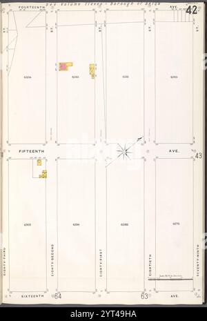 Brooklyn V. 12, Plate No. 42 [Karte begrenzt durch 14th Ave., 79th St., 16th Ave., 83rd St.] 1884 - 1936 Stockfoto
